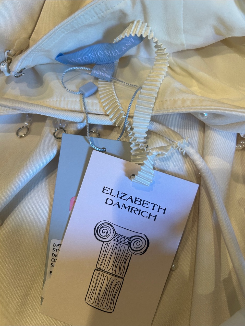 NWT ANTONIO MELANI x Elizabeth damrich glass mikado White Beaded Dress size 4 - Picture 14 of 14